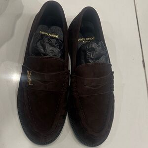 Saint Laurent Womens Brown Loafers